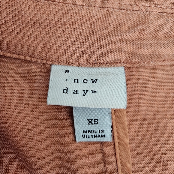 A New Day Blazer Linen Terracotta Orange Long Sleeve 1 Button Career Jacket XS - Picture 5 of 7